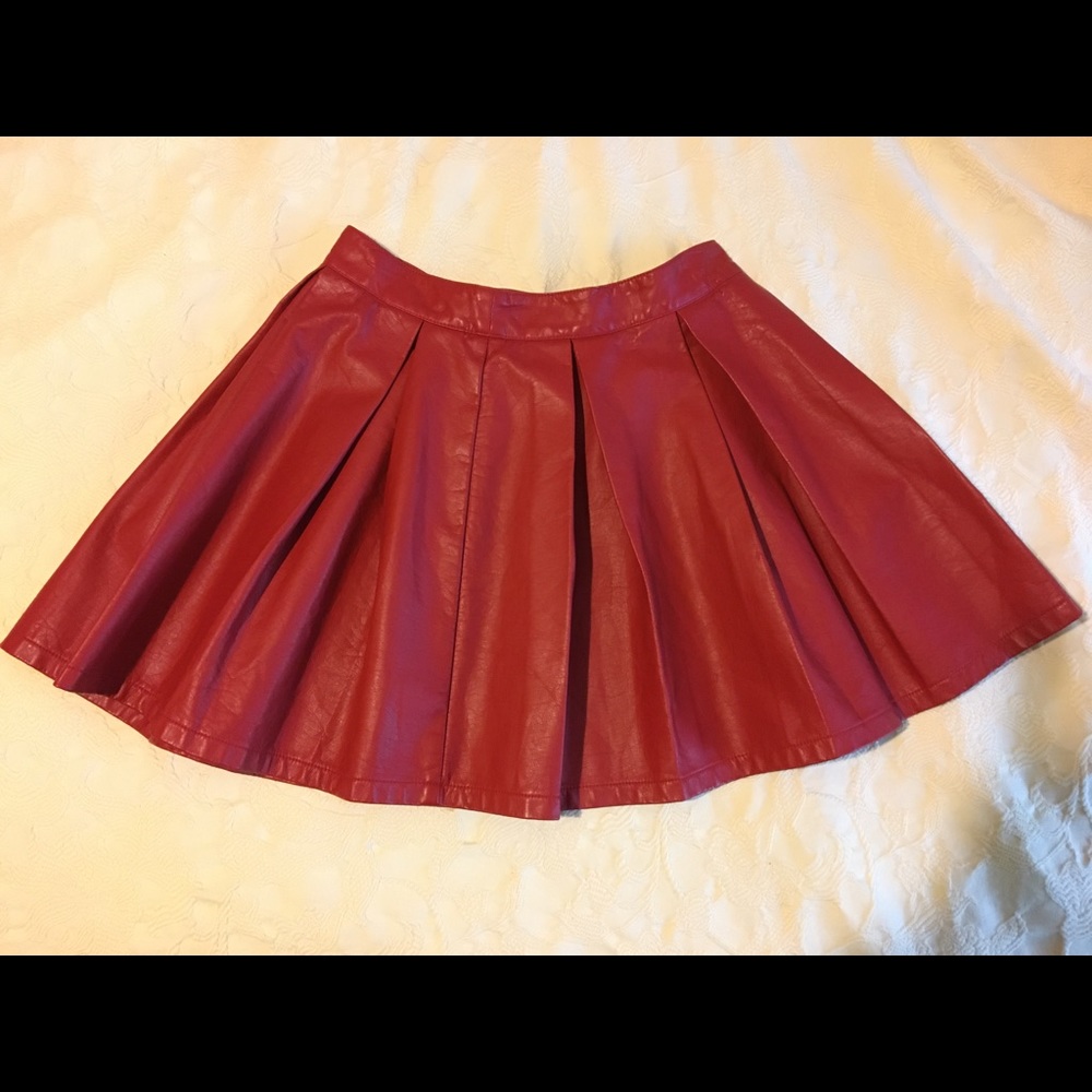 Red pleather skirt